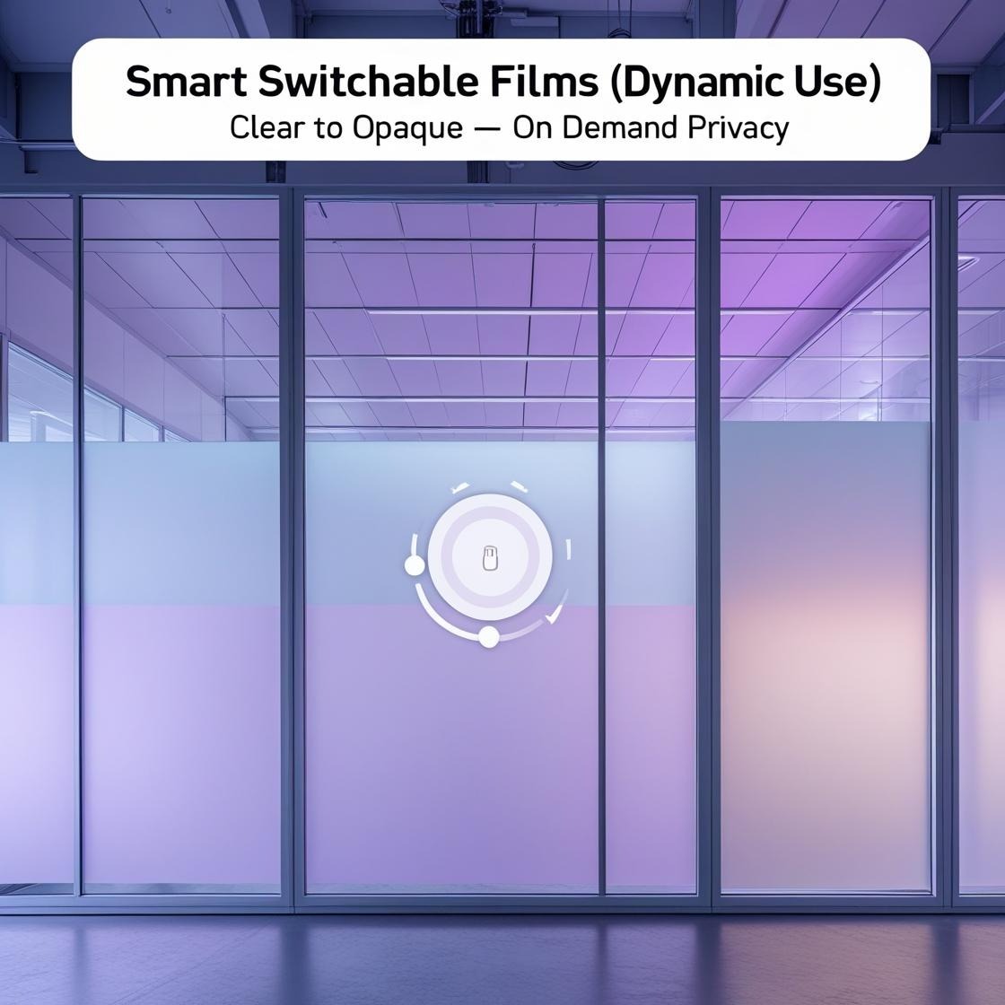Industrial smart switchable film clear to opaque for dynamic privacy