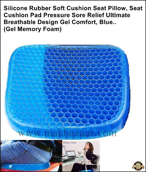 Gel Chair Seat Cushion for Office Chair - Orthopedic Polymer Gel Design -  Blue