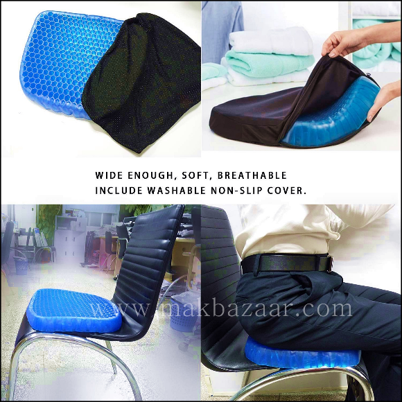 Silicone Rubber Soft Cushion Seat Pillow, Seat Cushion Pad Pressure Sore  Relief Ultimate Breathable Design Gel Comfort, Blue (Gel Memory Foam)