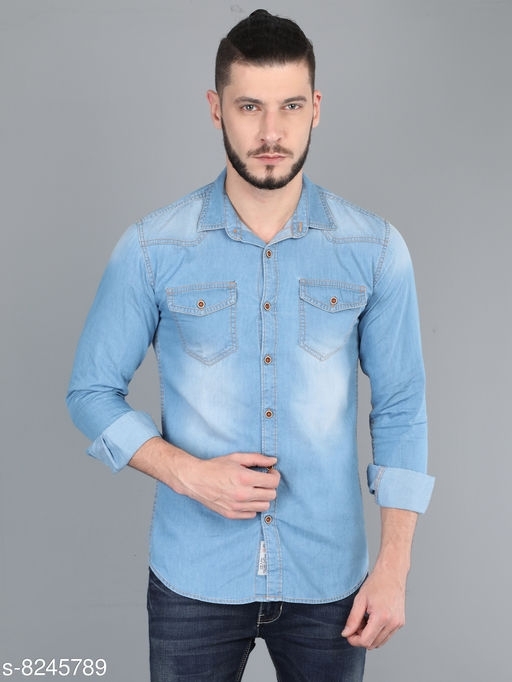 Buy 18+_024_DENIM SHIRT Men's Denim Cutaway Collar Slim Fit Half Sleeve  Casual Shirt Blue 5X-Large Online at Best Prices in India - JioMart.