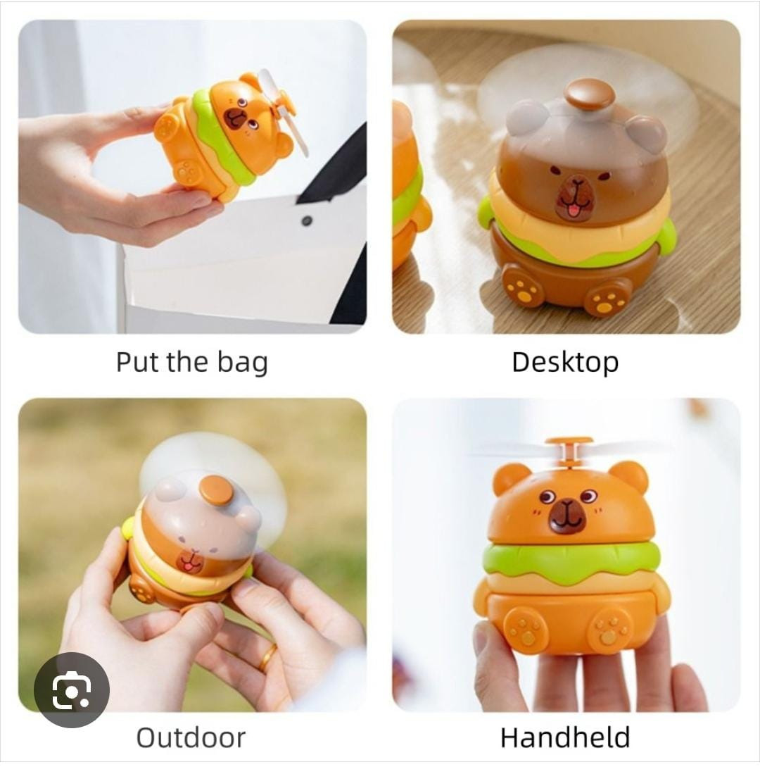 CUTE capybara hand fans with usb charging. Color random only