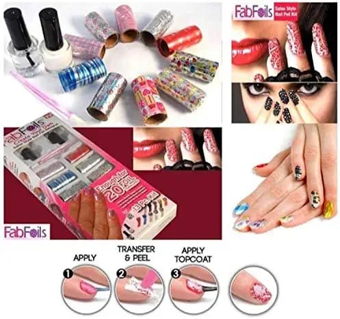 Nail art foils transfer kit set adhesive tips creative nail art materials