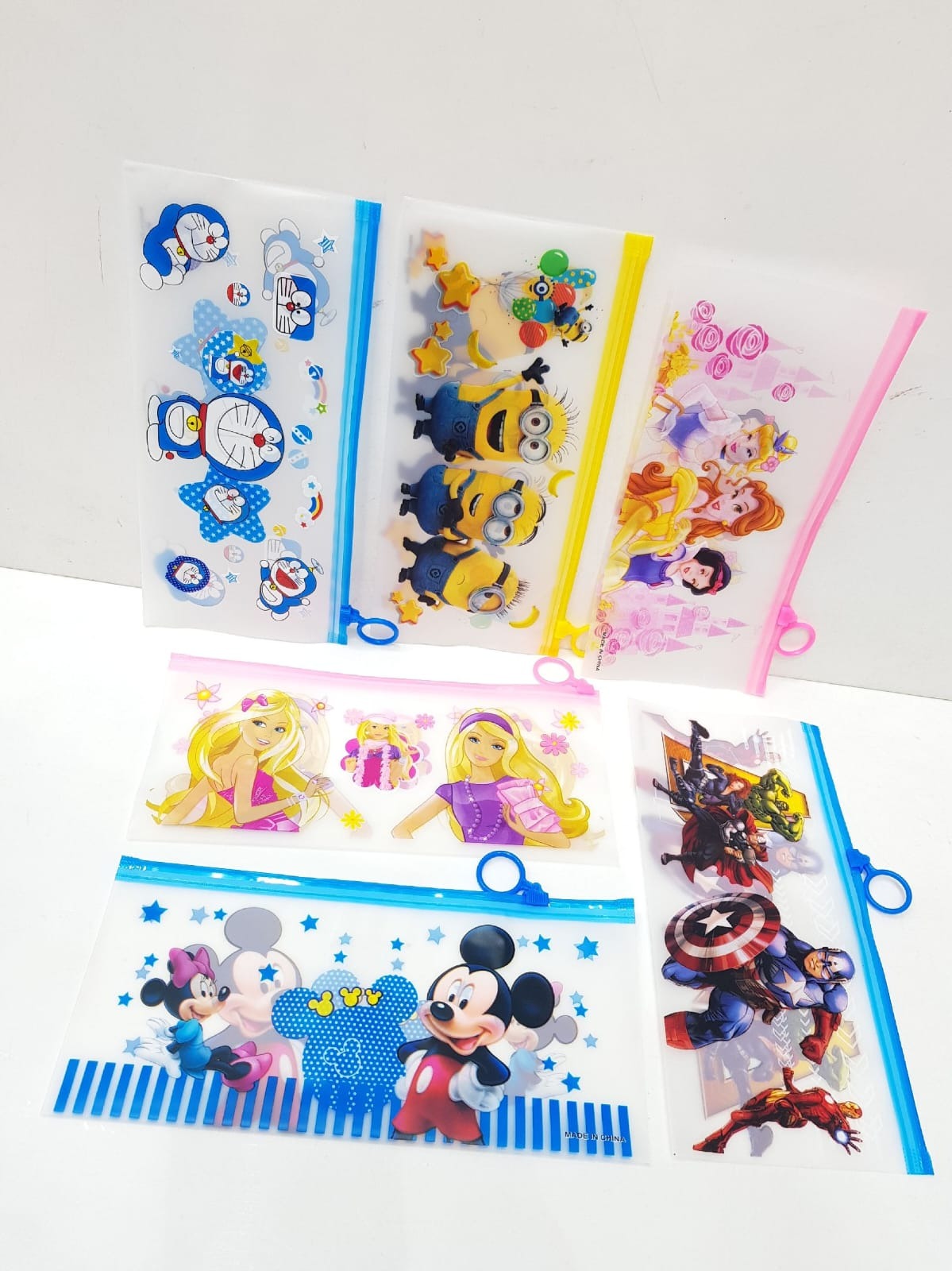 Good quality transparent Cartoon printed pencil pouches Design random only