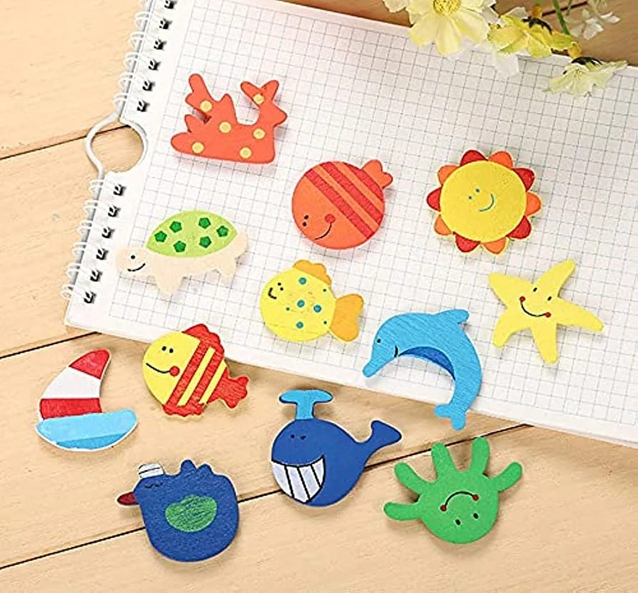 Mini wooden fridge magnet Set of 12 pcs