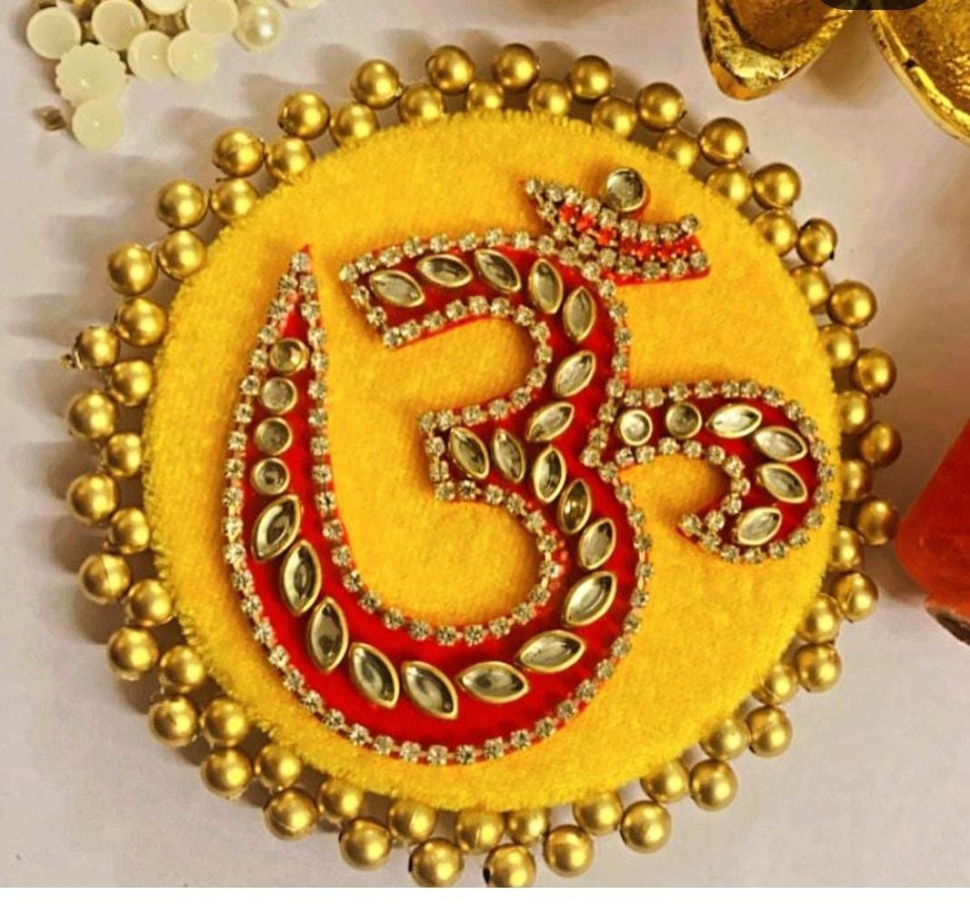 Base size 3.5 inch Om Swastik Lakshmi charan pack of 1