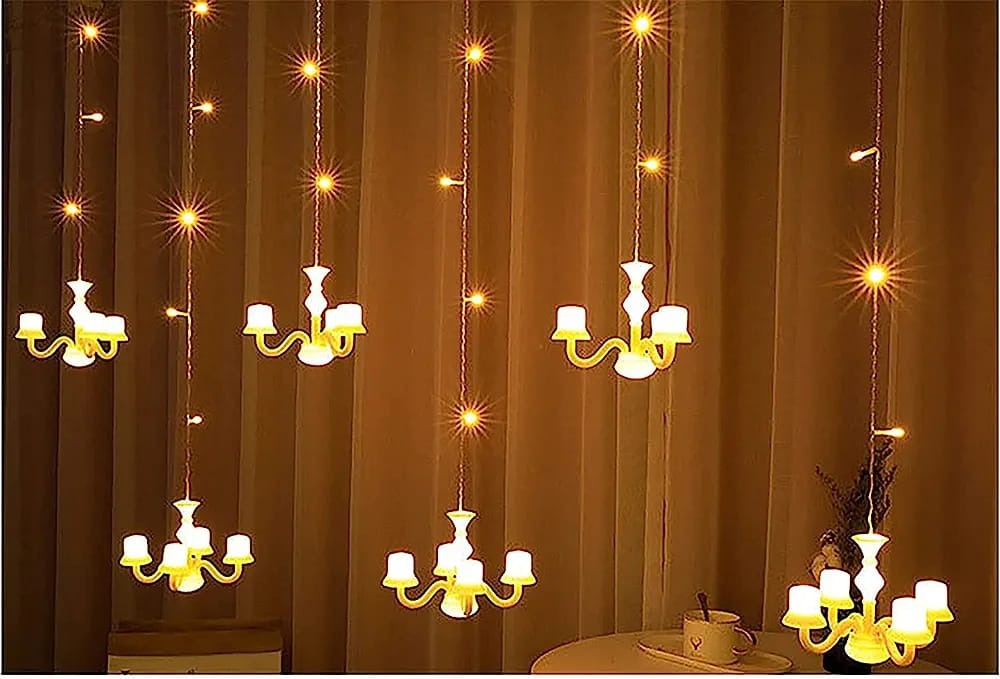 Chandelier Curtain String Lights with 8 Flashing Modes