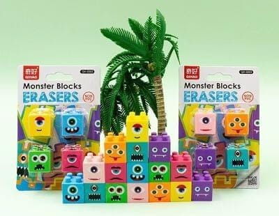 Homeoculture New monster block erasers Each pack has 4 pc erasers