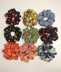 Printed cotton scrunchies pack of 12