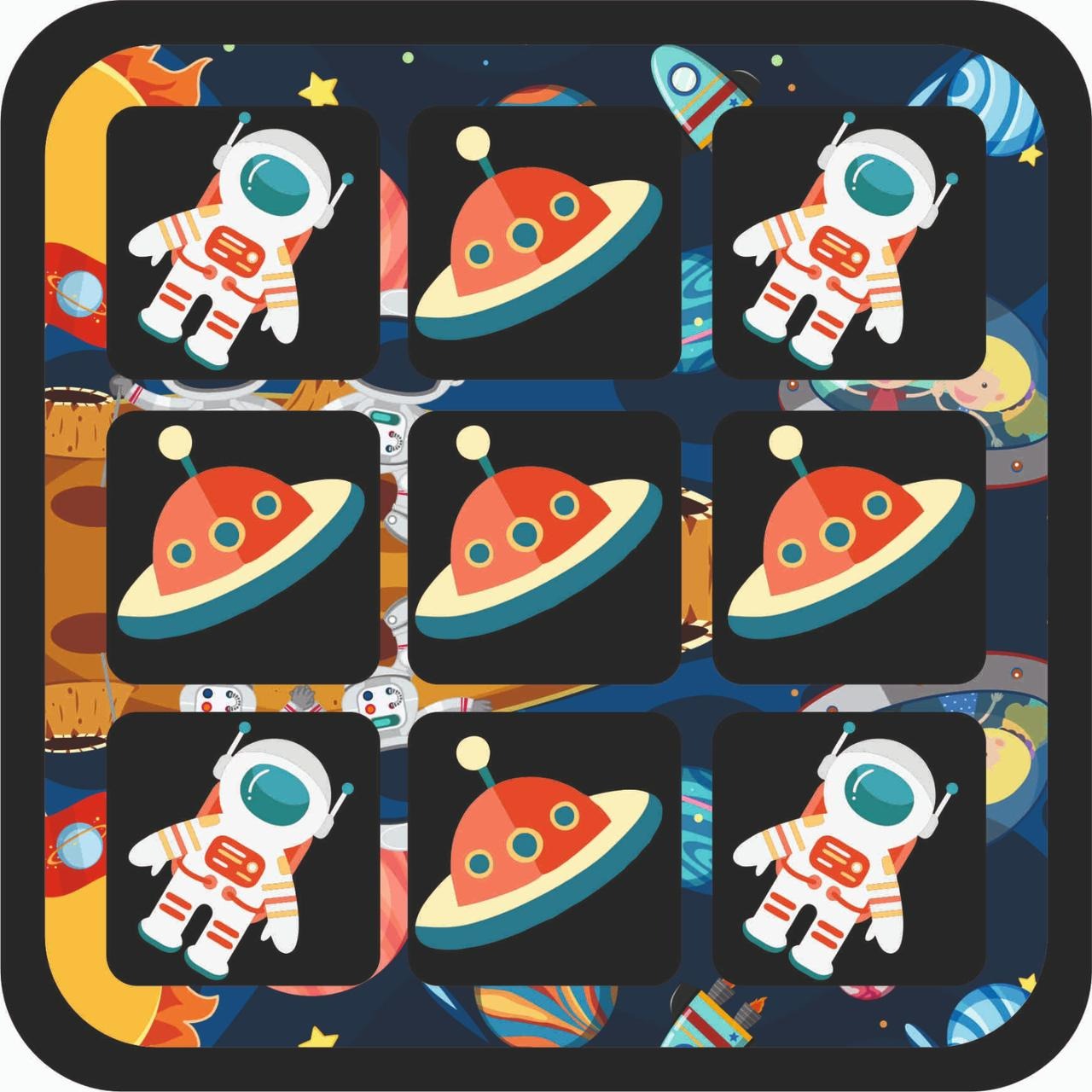 Homeoculture Wooden tic tac toe game in unicorn and space theme