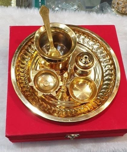 7 Pcs Golden or silver Premium Pooja Thali Set 