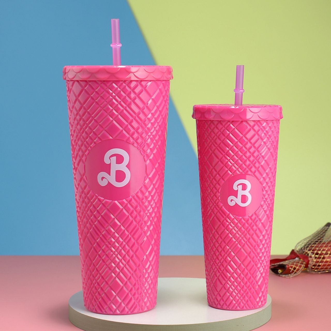Barbie acrylic tumblers set of 2 in box packing   1200 & 700 ML