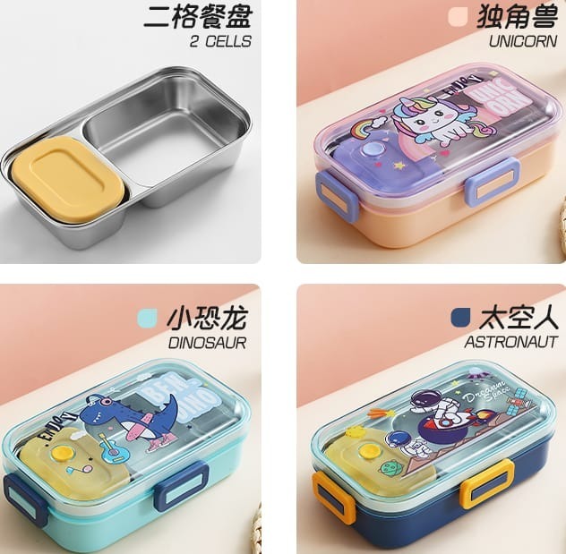 New 2 compartment steel lunch box