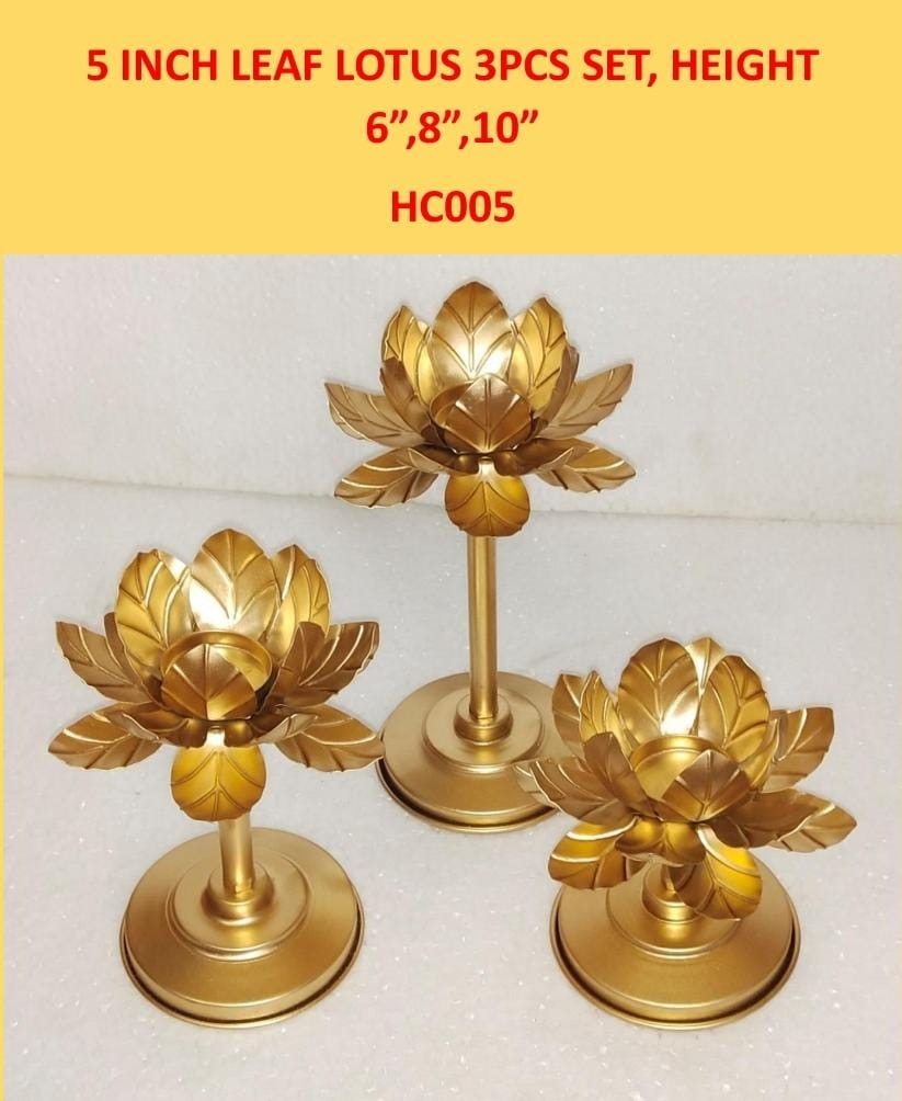 Lotus metal tealight holders set of 3  Height 10/8/6 inches Diameter 5 inches