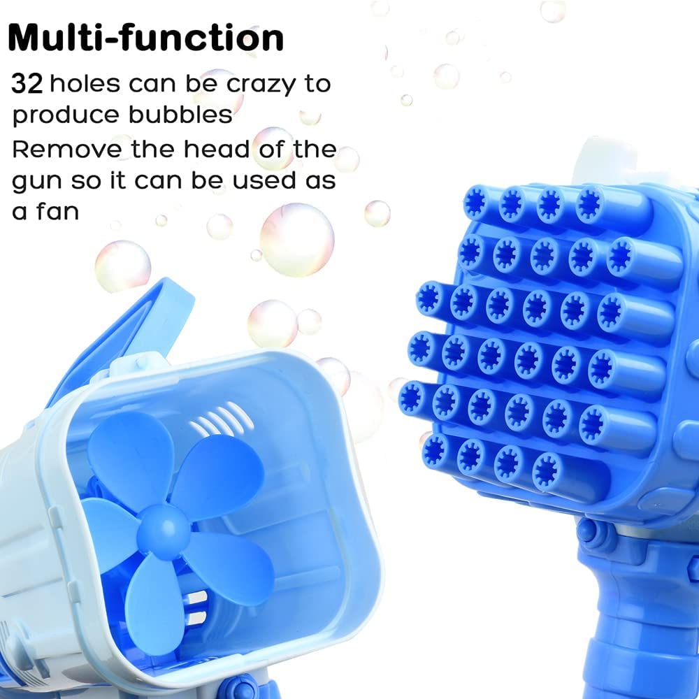 Homeoculture Bubble Makers, 32 Holes Bubble Gun, Rocket Boom Bubble Gun for Kids