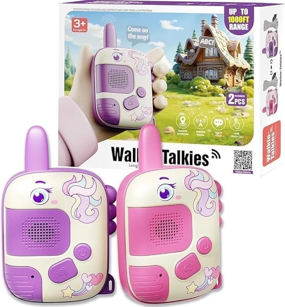 Premium quality walkie talkie 500 mtrs range. Character available Unicorn Space