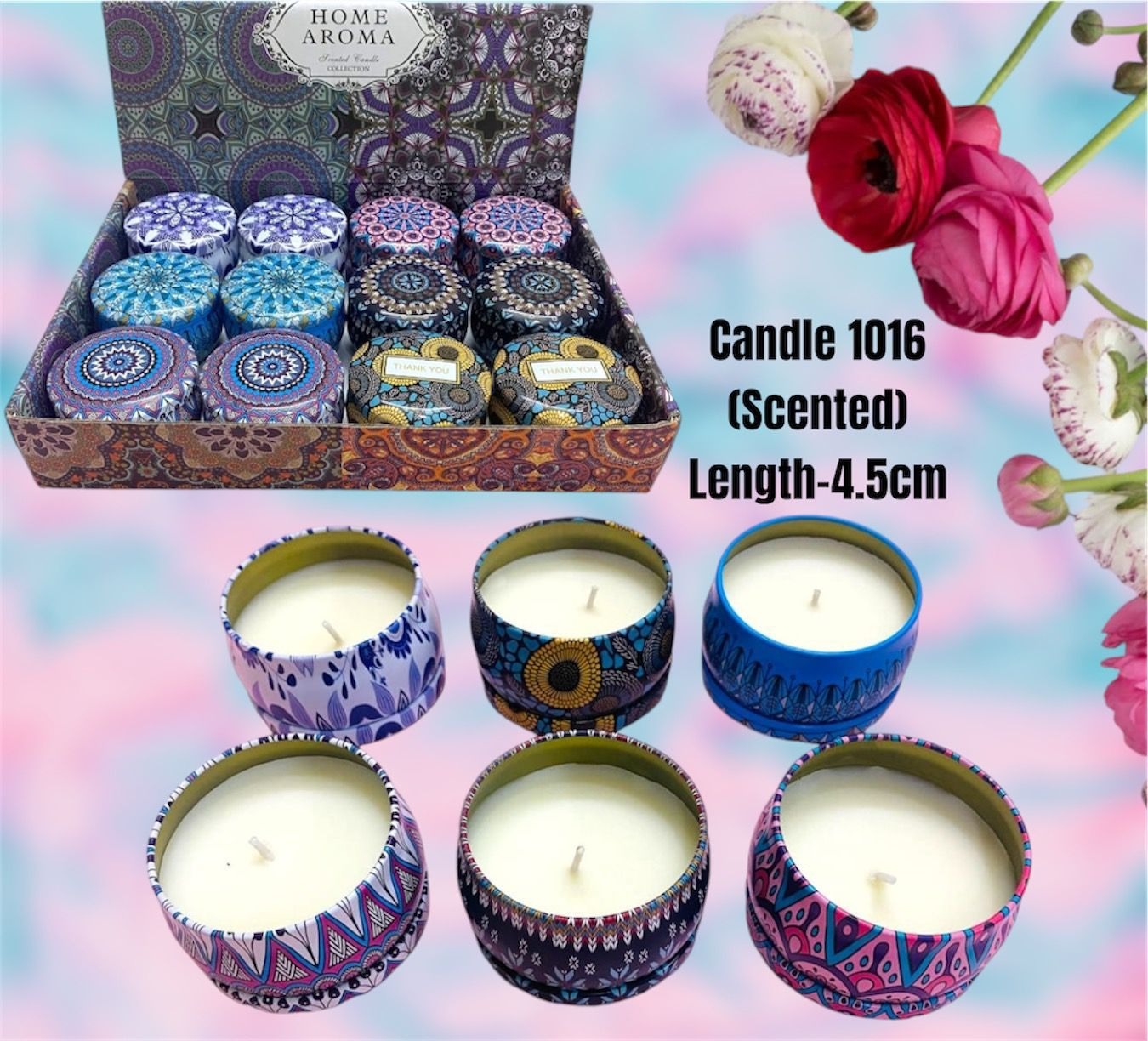 Tin metal jar wax candles with aroma  4.5 cm