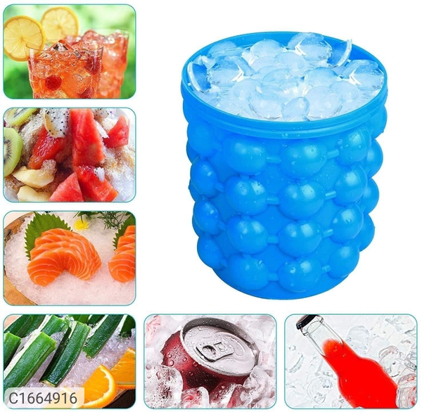 The Ultimate Ice Cube Maker Silicone Bucket with Lid Makes Nugget Ice Chips  for Soft Drinks, Crushed Ice Tray Mold, Wine Chilling Bucket Magic Ice