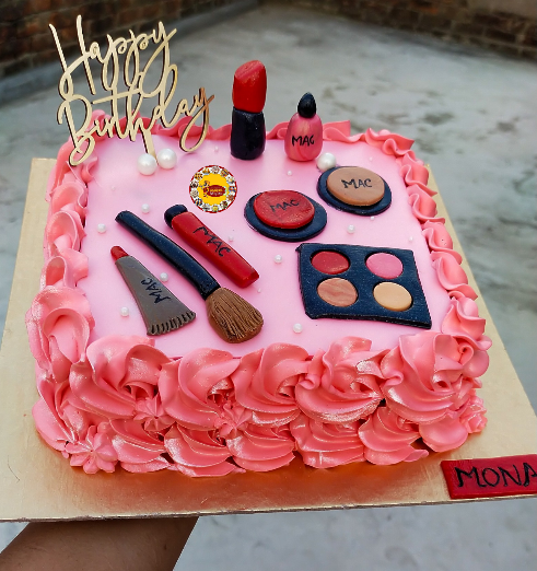 Buy Pink Makeup Theme Fondant Cake Online in Delhi NCR : Fondant Cake Studio