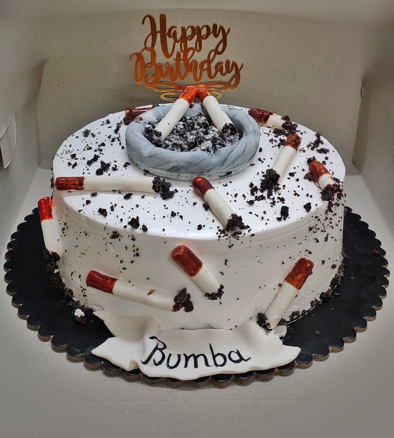 Old Monk Theme Cake with cigarettes and Gutkha, Chocolate Flavour