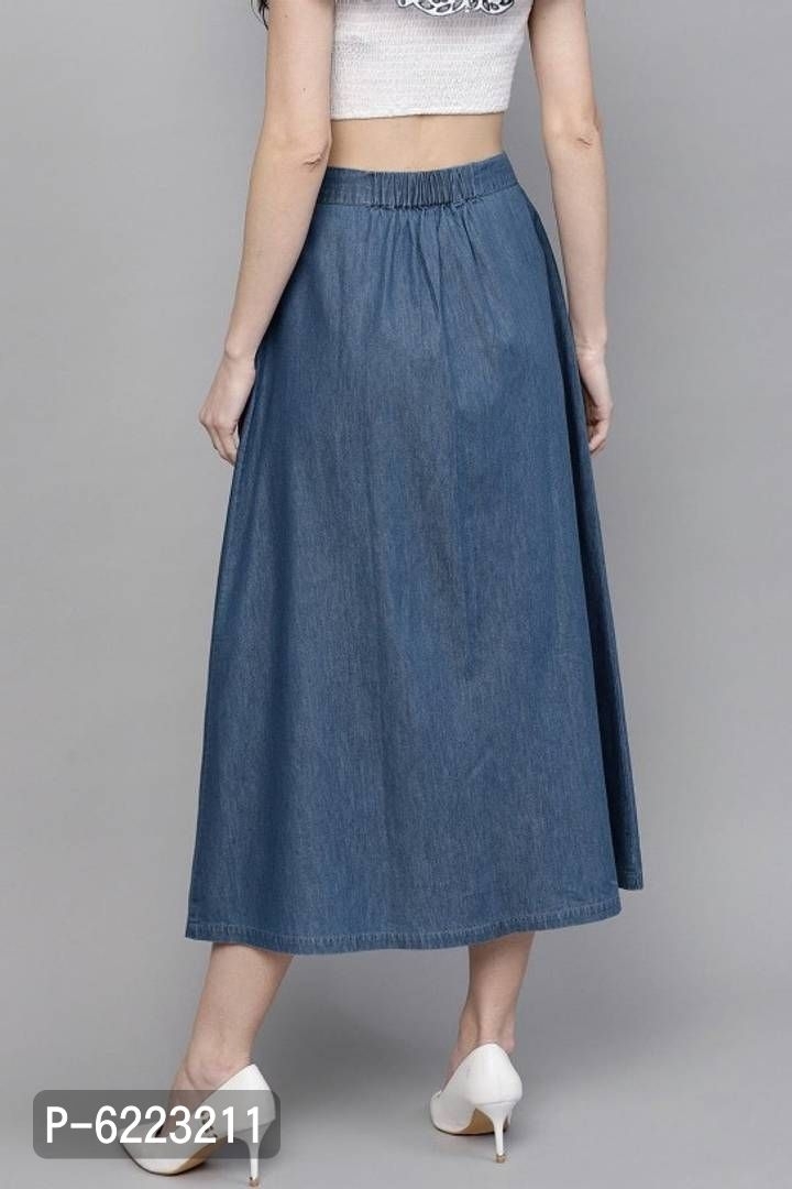 CODAISY Beautiful Denim Long A-Line Skirt* - Blue, 28