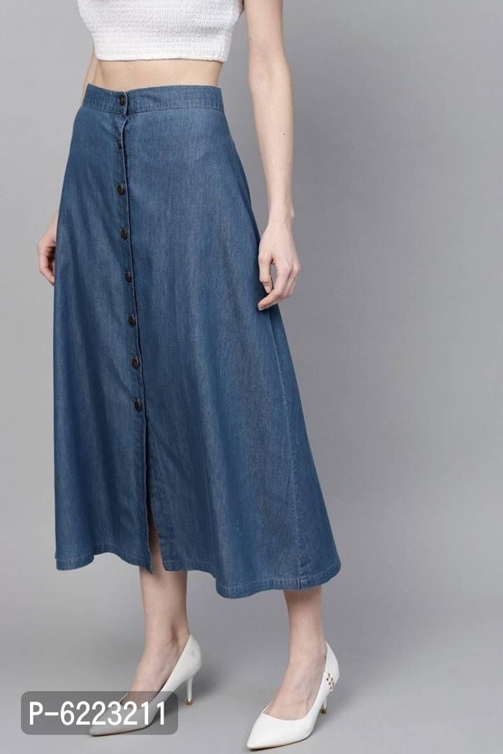 CODAISY Beautiful Denim Long A-Line Skirt* - Blue, 32