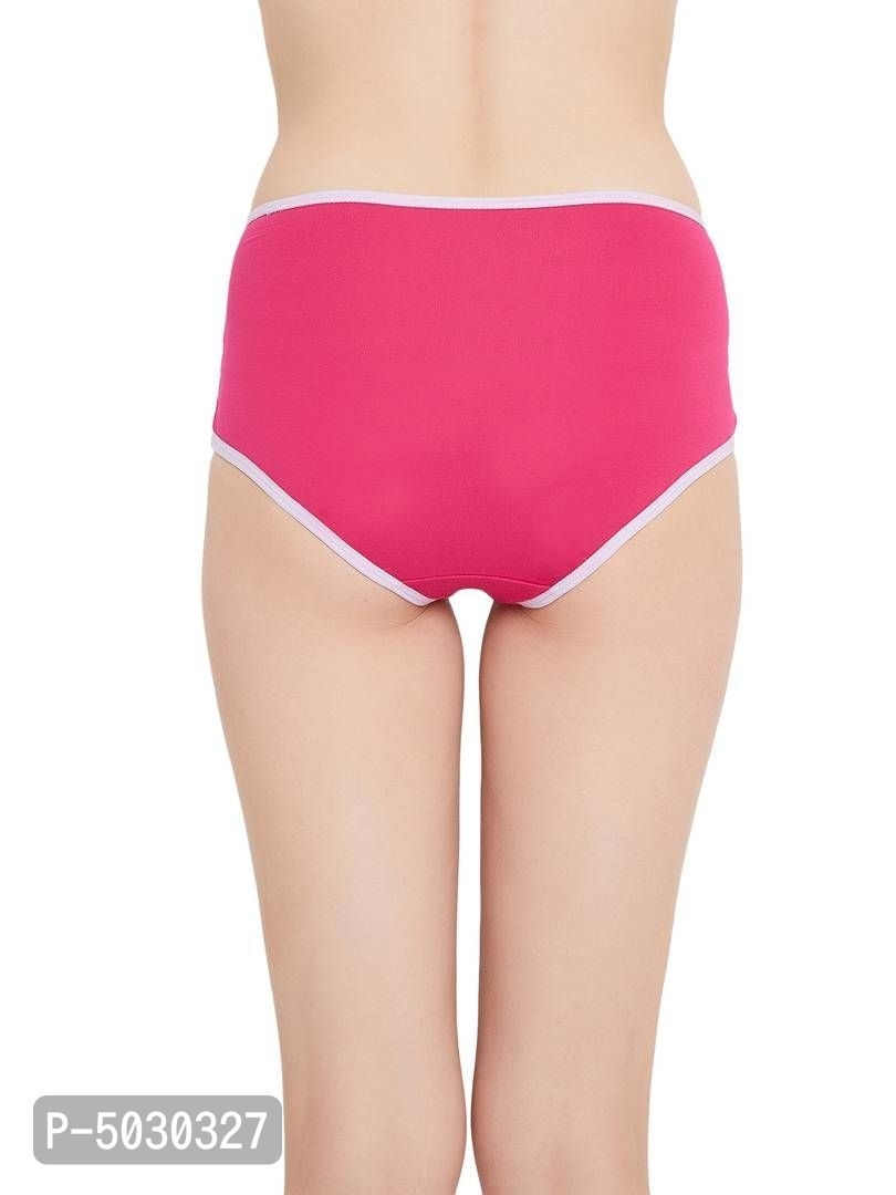 CLOVIA  Stylish Pink Cotton Solid Outer Elastic Hipster Panty For Women And Girls* - Pink, S