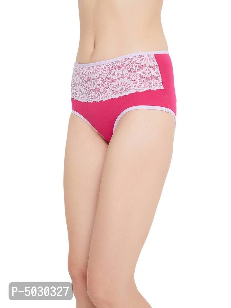 CLOVIA  Stylish Pink Cotton Solid Outer Elastic Hipster Panty For Women And Girls* - Pink, M