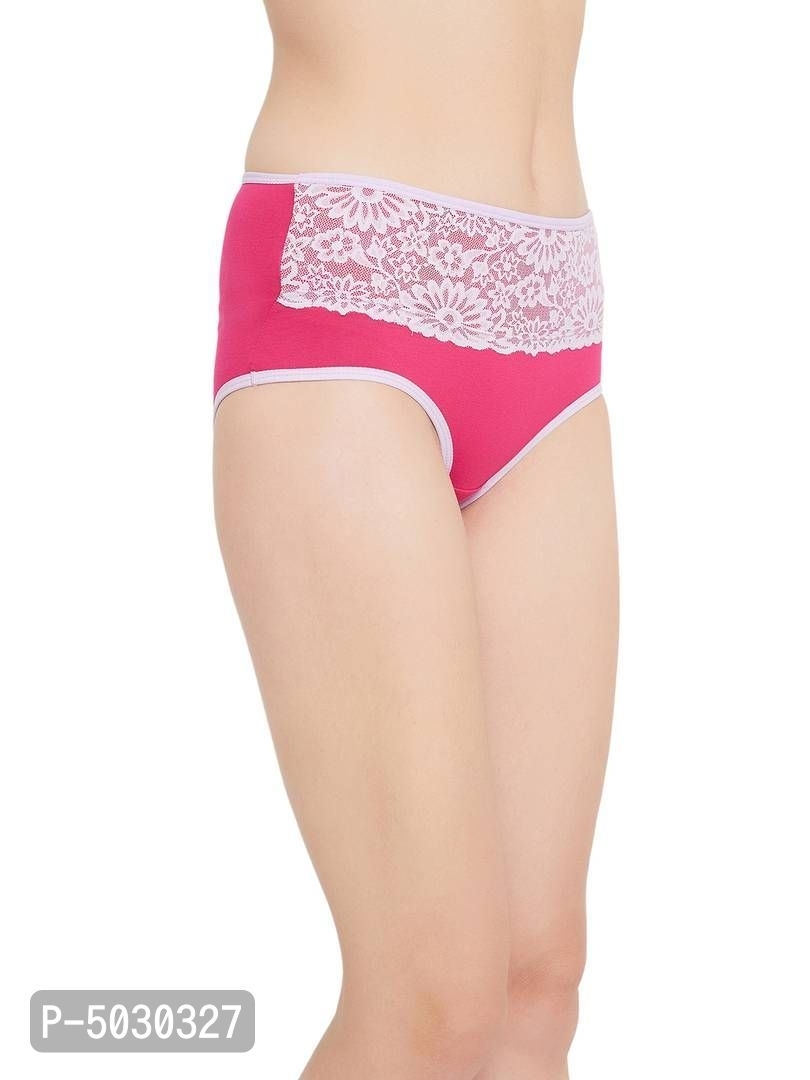 CLOVIA  Stylish Pink Cotton Solid Outer Elastic Hipster Panty For Women And Girls* - Pink, M