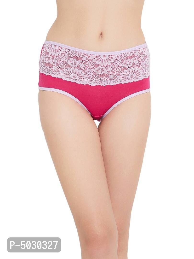 CLOVIA  Stylish Pink Cotton Solid Outer Elastic Hipster Panty For Women And Girls* - Pink, 2XL