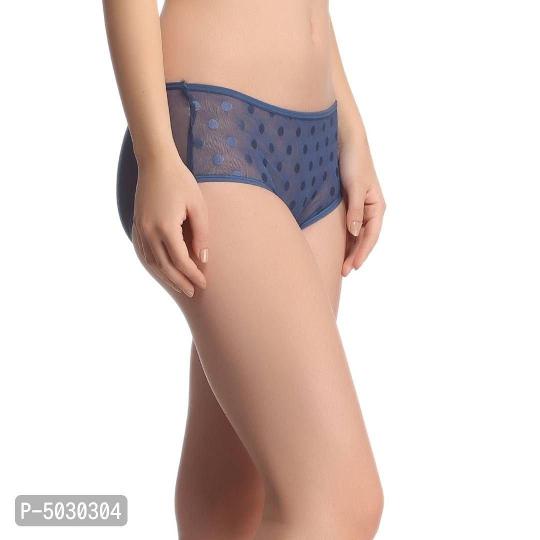 CLOVIA  Stylish Navy Blue Lace Solid Outer Elastic Hipster Panty For Women And Girls* - Navy Blue, L