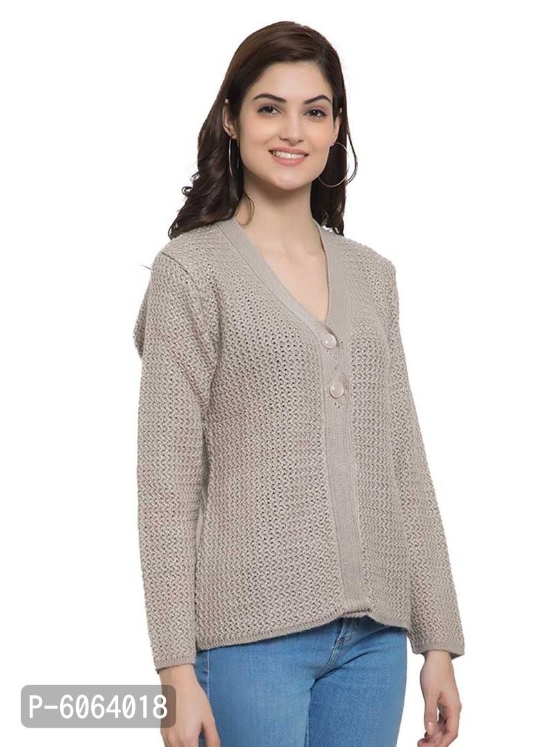 WOWE Stylish Self Pattern Cardigan - Grey, XL