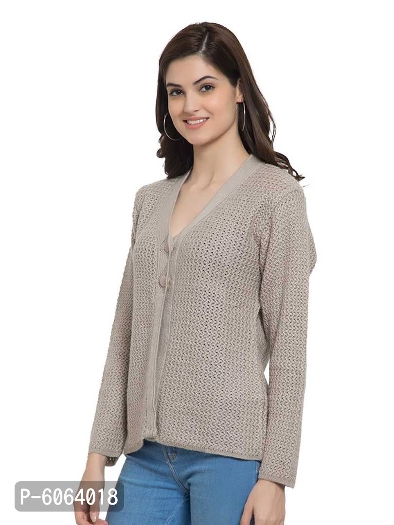 WOWE Stylish Self Pattern Cardigan - Grey, 2XL