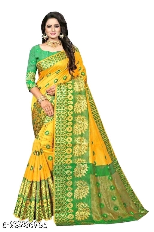 Peacock Kanjivaram Buti Yellow Saree - available,  available free delivery, 6 days easy Returns, free size