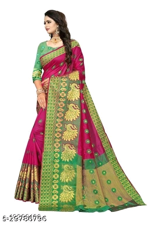 Peacock Kanjivaram Buti Pink Saree - available, available free delivery, 6 days easy Returns, free size