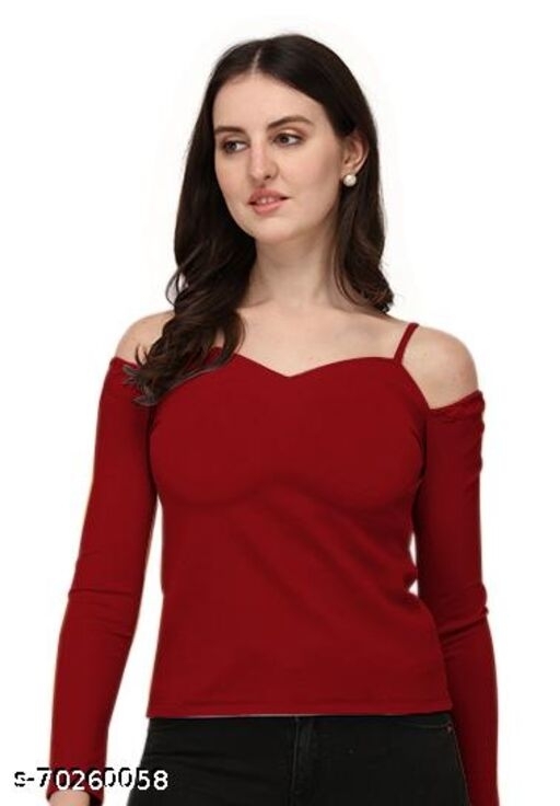 Casual Off Shoulder Sleeve Solid Women Top - M, available