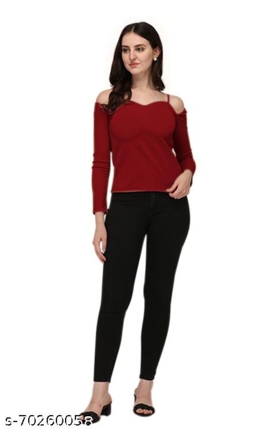 Casual Off Shoulder Sleeve Solid Women Top - L, available