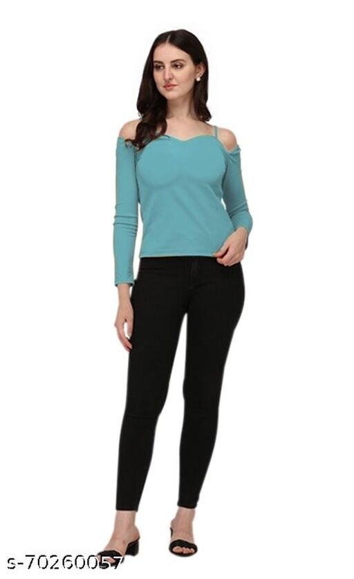 Casual Off Shoulder Sleeve Solid Women Top - L, available