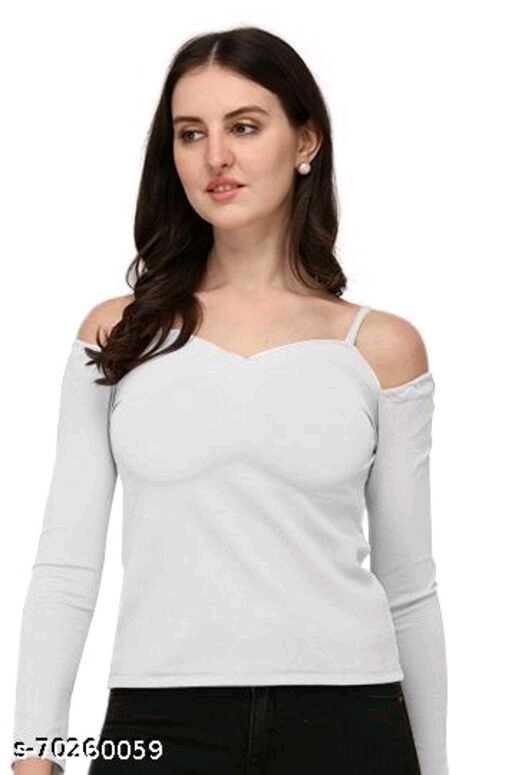 Casual Off Shoulder Sleeve Solid Women Top - M, available