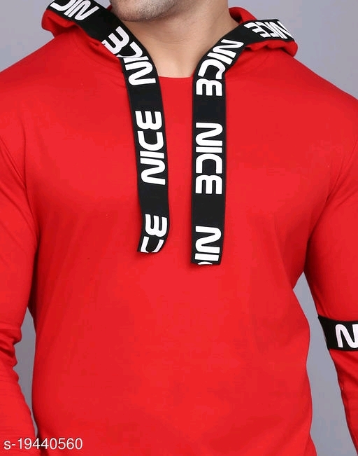 SHAPPHR Typography Men HoodedNeck Red Tshirt - M, available