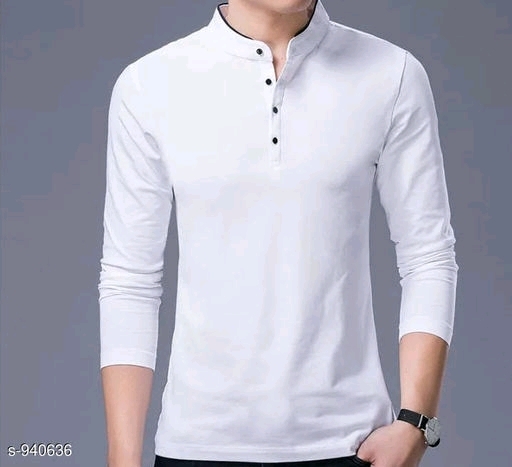 Stylish Casual Cotton Solid T-Shirt - L, available