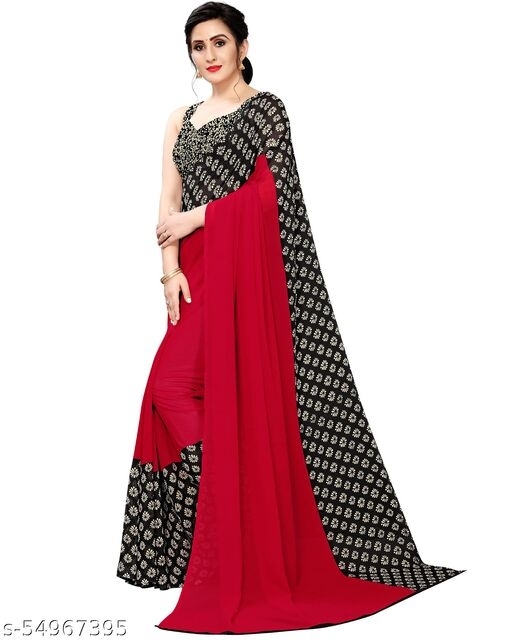Hritika Paisley Georgette Digital Printed Saree with Blouse Piece (Red) - available, Free Size