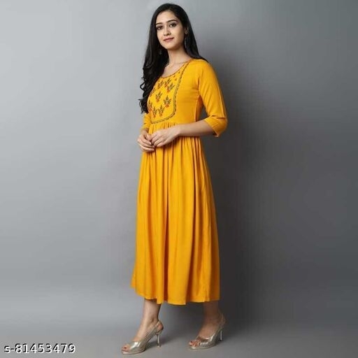 Rayon Kurtis Yellow 1002 - available, M