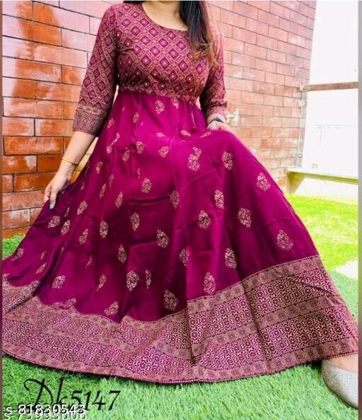 Maroon print Gown - XXL, available