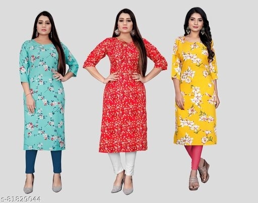 Women crepe fabric printed kurti - M, available