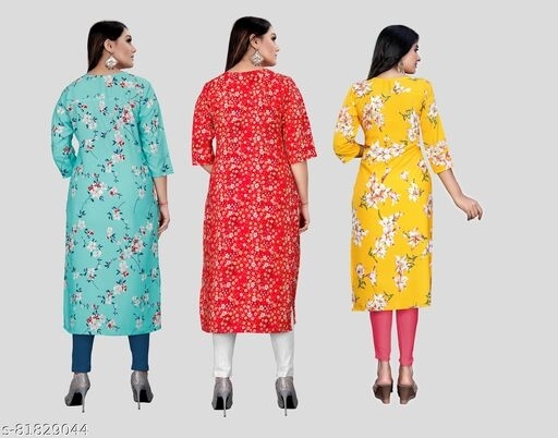 Women crepe fabric printed kurti - L, available