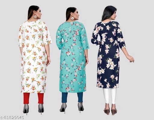 Women crepe fabric printed kurti - L, available