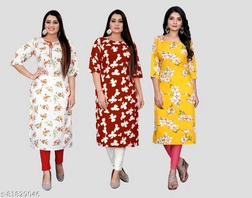 Women crepe fabric printed kurti - M, available