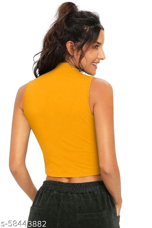 Sleeveless Casual Striped PeachPolyester Blend Crop Top (18"Inches) - S, available