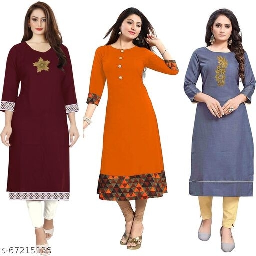 Royalty Woman's Free SizeMulti-Colored Pack Of 3 Combo Kurti - available, Un Stitched