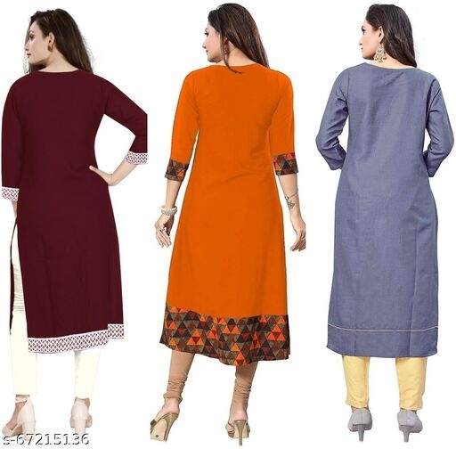 Royalty Woman's Free SizeMulti-Colored Pack Of 3 Combo Kurti - available, Un Stitched